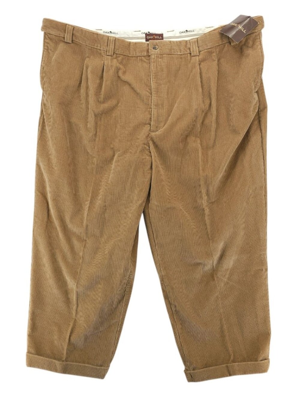NEW OAK HILL  Corduroy Pants Pleated Khaki Brown Cuffed Waist 56 - READ!!